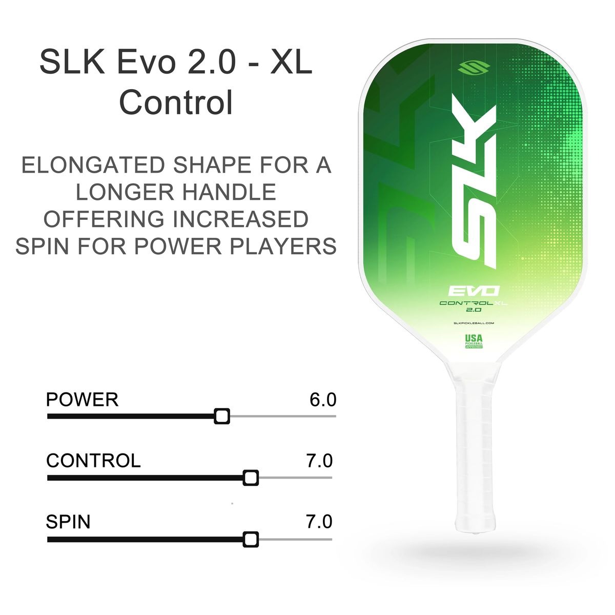 SLK Evo Control 2.0 - XL Pickleball Paddle by Selkirk - Image 2